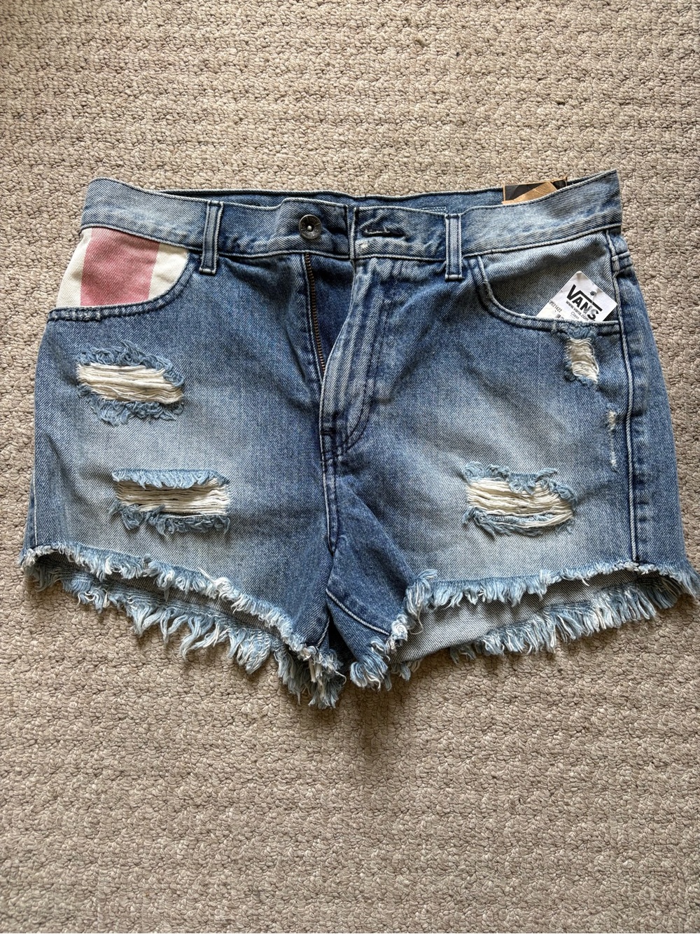 Vans Women's Light Blue Distressed Denim Cutoff Shorts